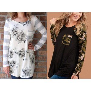 BUNDLE 2 large raglan tunic tops